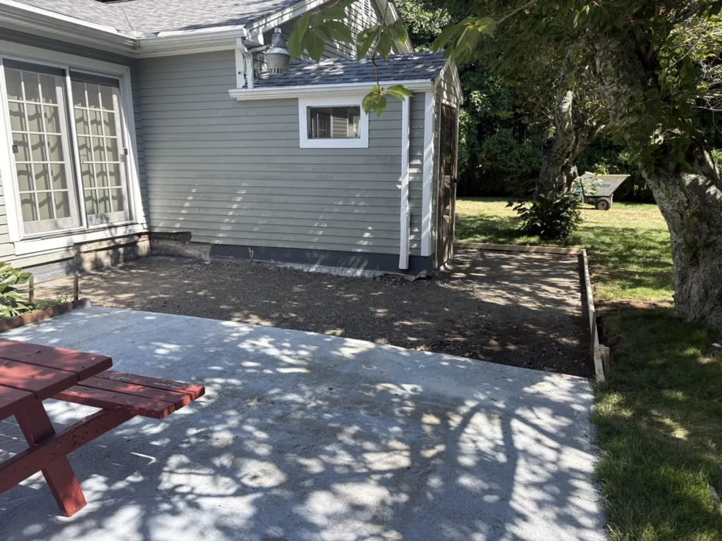 Prepared patio area before the finished surface